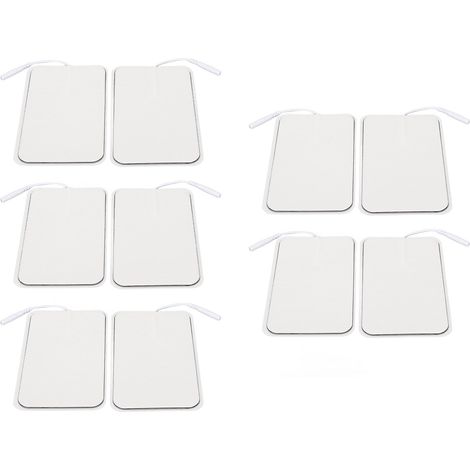 Lot de 10 électrodes de rechange rectangulaires réutilisables pour appareil TENS (stimulateur musculaire par électrothérapie), ouverture : 2,0 mm / 0,078 pouce (1/5)
