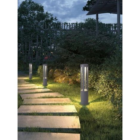 Lampione da giardino led 12w lampada per esterno lampioncino moderno grigio IP65 fredda bianca 6500k