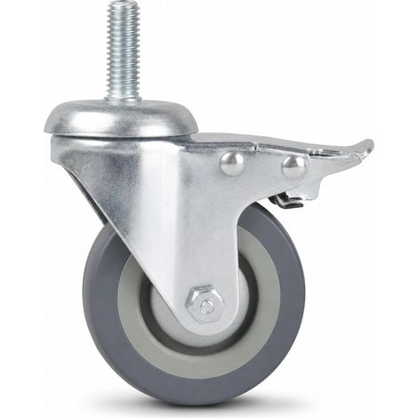 Roue Pivotante PVC avec Frein pour Chariot Filetage M12 3 Pouces (1/5)