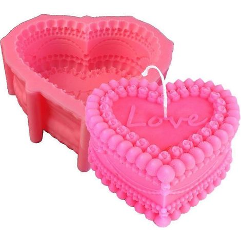 Moule à bougie en silicone cœur, moule pour résine DIY, pâtisserie cake design, moulage bougie fait main, outil de création artisanale. (1/4)