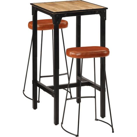 3-tlg. Bar-Set Raues Mangoholz und Metall