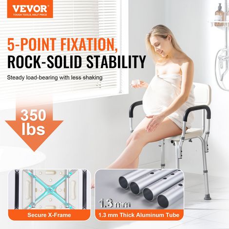 Siège de Douche Antidérapant Hauteur Réglable 39-52 cm Chaise de Douche 158,8 kg Fauteuil de Bain avec Accoudoirs Dossier Aide à la… (1/5)