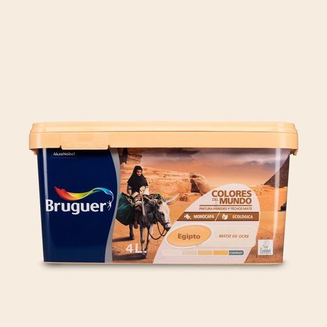 Bruguer Colores del Mundo Pintura para paredes monocapa Egipto Matiz de Ocre 4 L