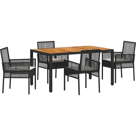 Maison Exclusive - Garten Essgruppe 5 Stk. Schwarz Poly-Rattan (1/5)