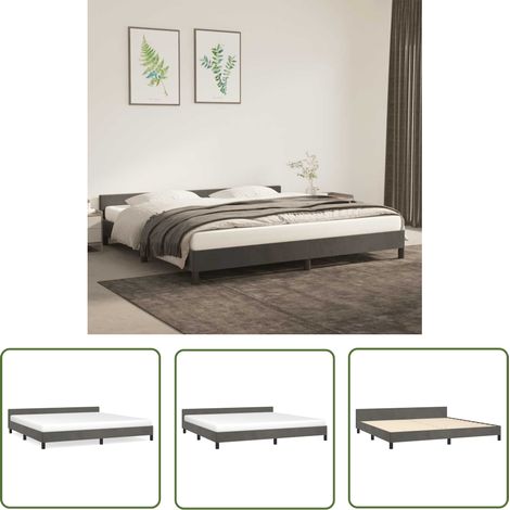 The Living Store Bettgestell ohne Matratze Dunkelgrau 200x200 cm Samt - Samtbett - Doppelbett - Boxspringbetten - Bettenrahmen - Luxusbett (1/5)