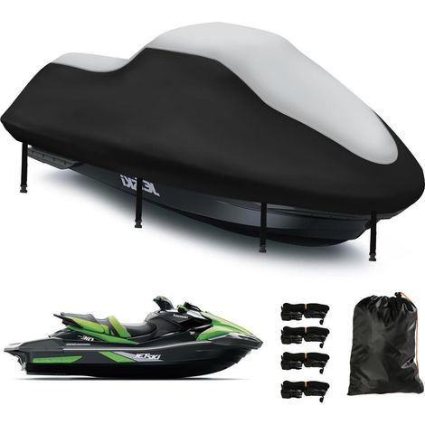 Jet Ski Abdeckung 3 Sitzer 420D Nano Beschichtung UV Beständig 345-368CM Silber Schwarz (1/5)