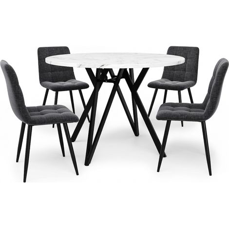 Ensemble table ronde et 4 chaises, table à manger ronde de 107 cm avec double rangement, style industriel pour petit appartement (1/5)