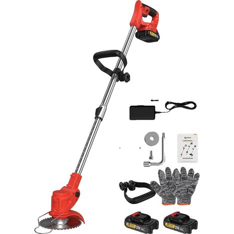 Tagliabordi senza fili, motore potente, design leggero, 2 batterie rosse (1/2)