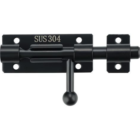 Verrous Loquet Porte Extérieur Loquet de Porte à Boulon Coulissant Verrou de Porte à Barillet Serrure avec Trou pour Cadenas, Finition en 304 Acier Inoxydable, Noir (1/5)