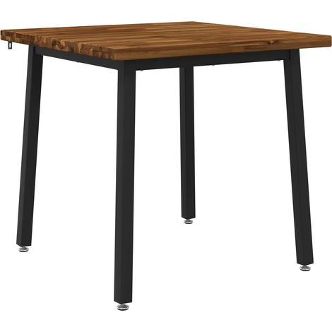 90 x 90 x 75 cm Bois d'Acacia Massif Naturel et noir Carré vidaXL