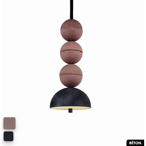 Lampe de suspension en béton velours - BOSFOR CONCRETE VELVET LILAS - ANTHRACITE 3 BALLES LED 14W (1/2)
