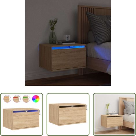 LED-Leuchten - Wand-Nachttisch mit LED-Leuchten Sonoma-Eiche (1/5)