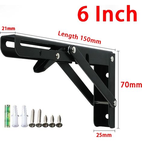 (15-20 cm - FR) 2 supports d'angle triangulaires pliables et réglables pour fixation murale, support pour banc, table, étagère, meubles, quincaillerie de support robuste (1/5)