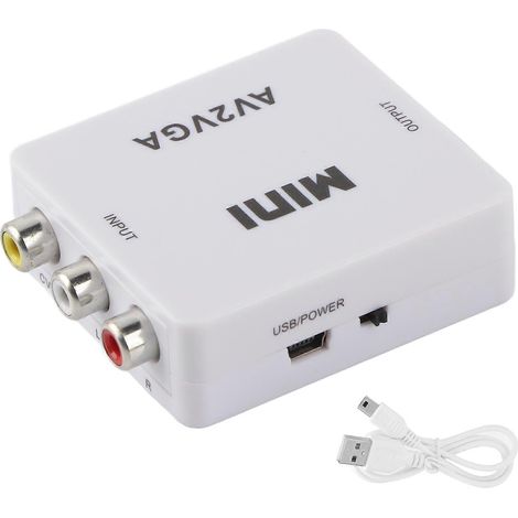 Convertisseur vidéo portable AV vers VGA HD 1920 x 1080 (AV2VGA) avec câble USB (1/4)