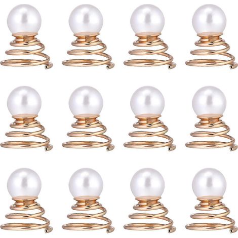 Lurrose Lot de 12 épingles à cheveux spirales avec perle, accessoires pour cheveux, cadeau idéal pour mariage, bal de promo ou soirée (doré) (1/3)