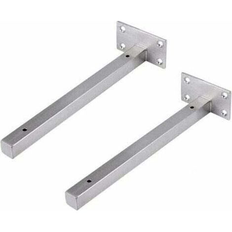 2PCS 25cm Supports Étagère Flottants, XU, Equerre Industrielle Etagere Murale Fixation Invisible Vintage Metallique Bricolage Argent avec Vis,Charge Maximale 30KG - KZQ (1/4)