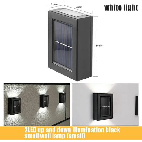 (Lumière blanche) Personnalisable. Convient aux appliques murales solaires LED d'extérieur, pour éclairage de chemin, d'escalier, de jardin et de rue. (1/5)