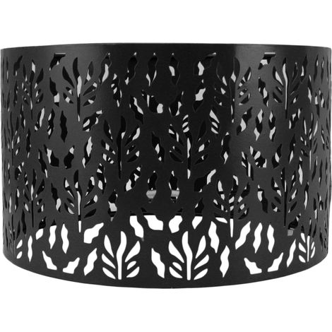 Ortviai Abat-jour en métal ajouré motif feuille d'herbe d'eau, noir, 25 cm, compatible E27/E14