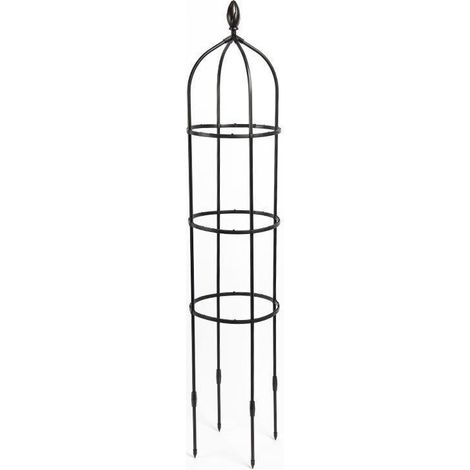 Ugreat – Obélisque de jardin en métal pour plantes grimpantes – Acier long recouvert de plastique – Support haut avec 4 pieux verticaux