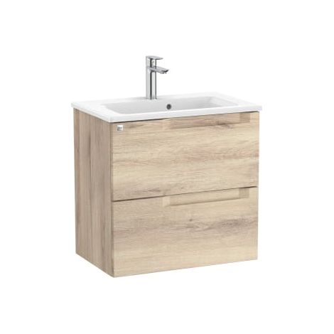MUEBLE COMPACTO 600MM ALEYDA 2 CAJONES + LAVABO 380MM BEIGE MADERA