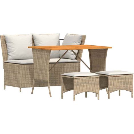 Ensemble à manger de jardin coussins 4 pcs,Salon de jardin beige résine tressée CFW83179 (1/5)