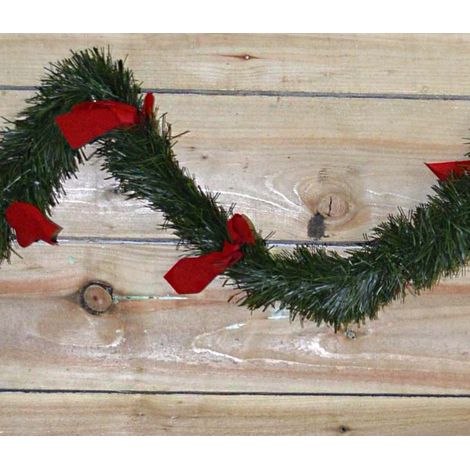 2.7m x 10cm Premier Christmas Green Tinsel with Red Bows Festive Decorative (1/5)