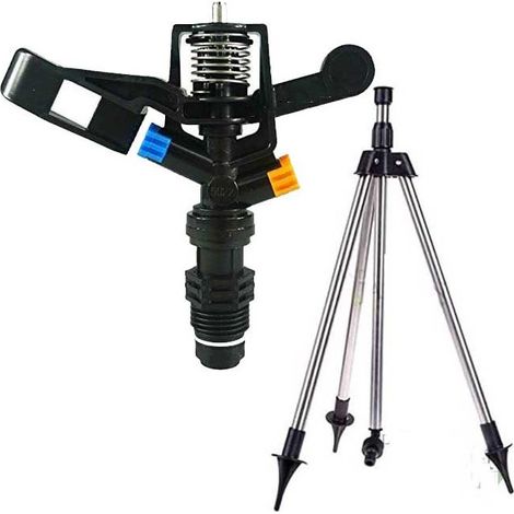 Irrigatore agricolo circolare a 360°, 7-13 m, filettatura 1/2'', include treppiede di supporto in metallo (1/2)