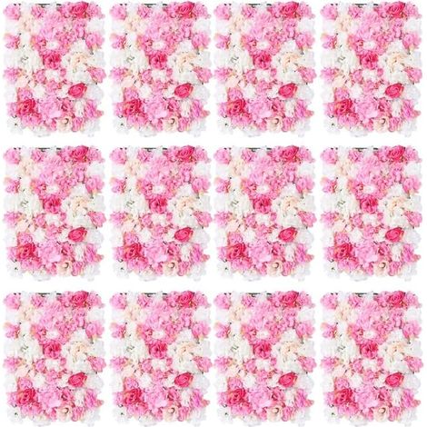 12 Stück Handgemachte Kunstblumenwand Blumenpaneel künstliche Blumenwand 60x40cm (1/5)