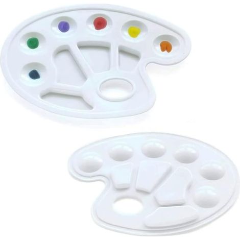 Palette de peinture aquarelle (1 pièce), plateau de mélange en plastique, avec 6 pinceaux, pour aquarelle, acrylique et huile.