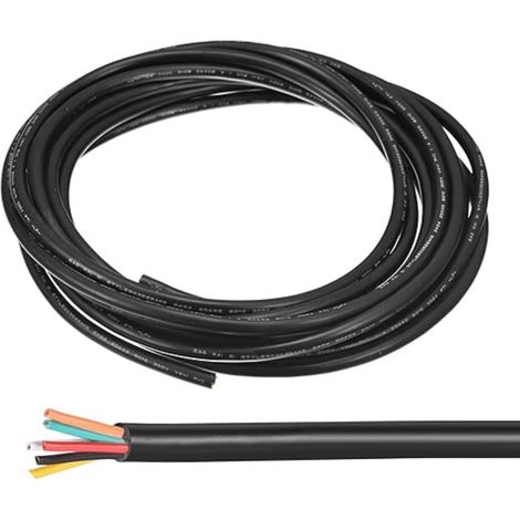 Électrique Fil 6 Conducteurs Cuivre Basse Tension Pvc Boîtier Souple Extension Alimentation Cordon Noir pour Led Bandes Lampes Éclairage (1/5)