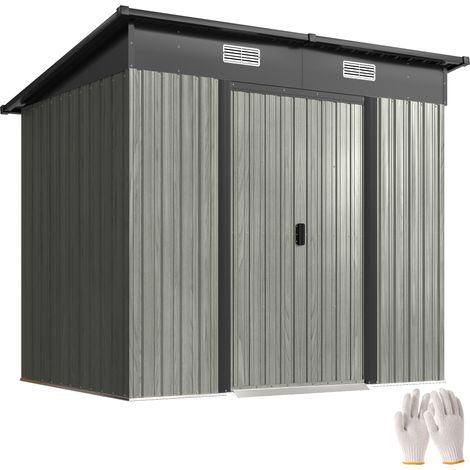 Outsunny 7 x 4ft Outdoor Garden Storage Shed for Garden Light Grey
