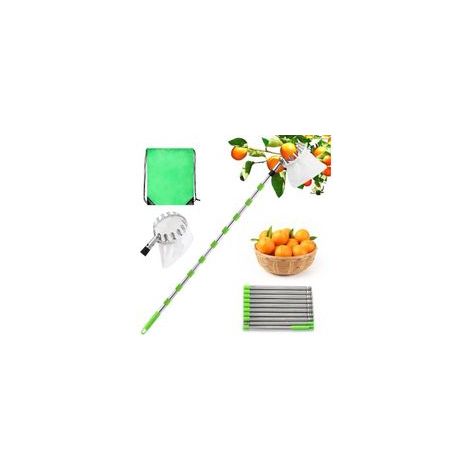 Perche Telescopique 4.2m pour Cueillir Les Fruits, avec Sac de Rangement, en Acier Inoxydable Réglable pour Ramasser Cerises, Pommes, Noix, Olives et Prunes (1/5)
