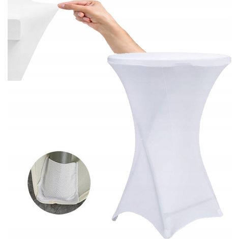 Elastische weiße Tischdecke für Cocktailtische, Fi80 h:110cm