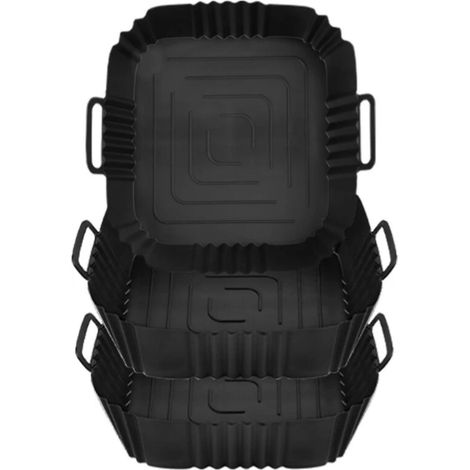 Forme En Silicone Pour Friteuse à Air - Résistant 240°C - Pour Panier Carré 18-23cm - Lot De 3 (1/5)