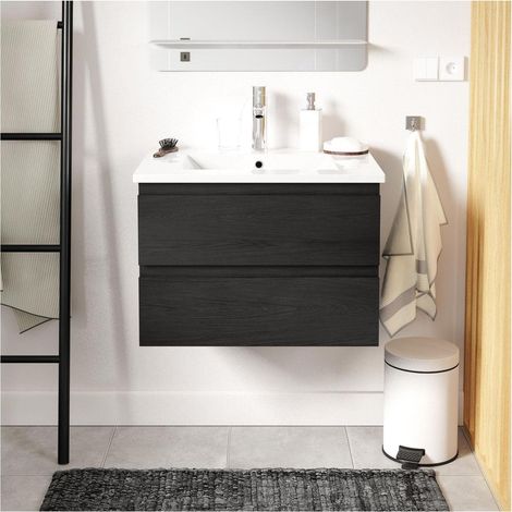 Einzelwaschtisch-Set 60 cm mit Keramikplatte und Chromhahn SORRENTO