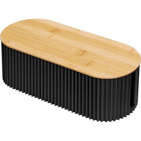 Boîte de rangement de câbles en bambou - Pour bureau, TV, ordinateur.
