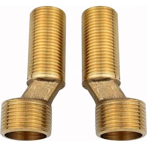 2 pièces Adaptateur de raccord S, 3/4 pouces x 1/2 pouce filetage extérieur S adaptateur pour pomme de douche, décalé de 8 mm, longueur 65 mm, bras pivotant réglable, raccord excentrique pour robinets (1/5)