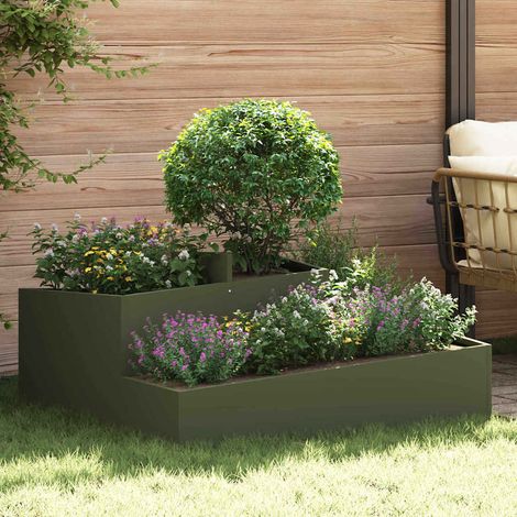 Maceta para Jardín Verde oliva 100 x 100 x 50 cm Acero