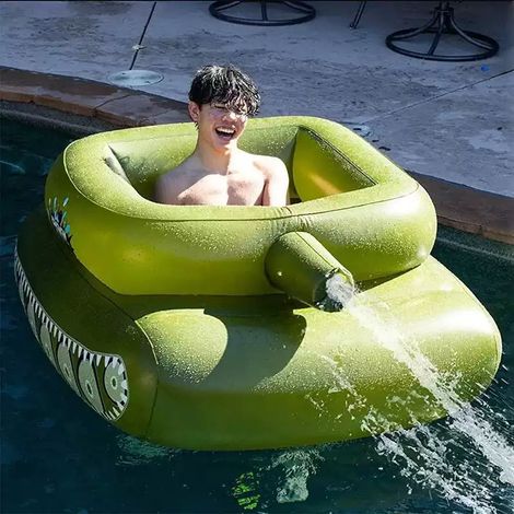 Bouée gonflable en forme de char (avec canon à eau) — Bouée et fauteuil de piscine pour enfants et adultes (Idéal pour la piscine / les batailles d'eau) — Taille enfant