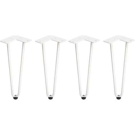 Emuca Lote de 4 patas Hairpin de 2 varillas para mesa, altura 400mm, Acero, Pintado blanco - (1/5)