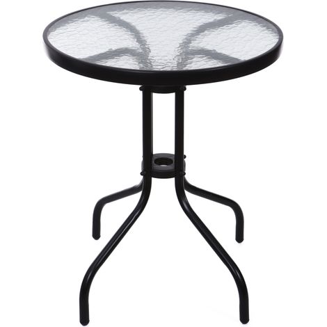 Gartentisch – 60 cm – gehärtetes Glas – Schwarz (1/5)