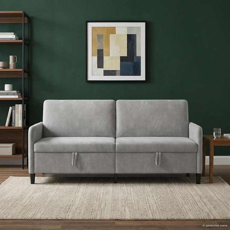 Teenpull – Sofa mit Stauraum Hellgrau 192 x 78 x 87 cm Polyester (1/5)