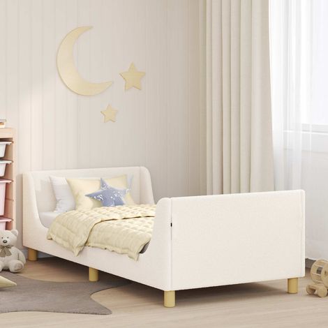 Kinderbettgestell mit Kopfteil Creme 80 x 200 cm Schafstoff