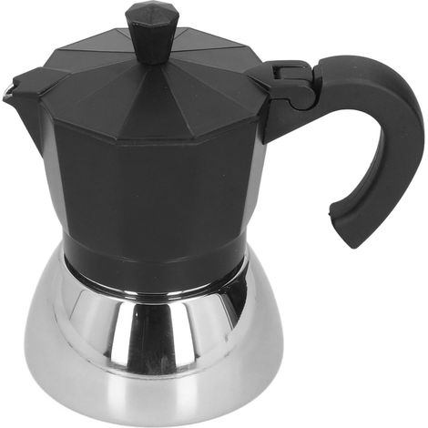 180ML Cafetière Italienne en Aluminium 4 Tasses, Moka Pot Octogonal Noir pour Maison (1/5)