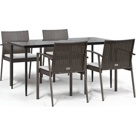 Maison Exclusive - Juego comedor jardín 5 piezas y cojines ratán (1/5)