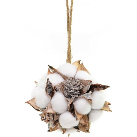 12cm Cotton Ball Christmas Hanging Decorations Pine Cones Xmas Decoration (1/2)