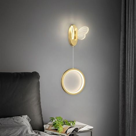 Lampe murale de chambre à coucher lampes papillon créatives, (trois couleurs changeant de lumière) lampes murales de fond de canapé de salon (1/3)