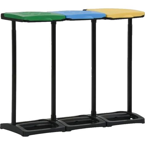 Porta sacchi per rifiuti, design in legno resistente, gestione dei rifiuti all'aperto, multicolore (1/2)