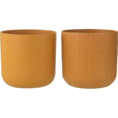 Cache pot ocre en poterie par 2 - ocre (1/3)