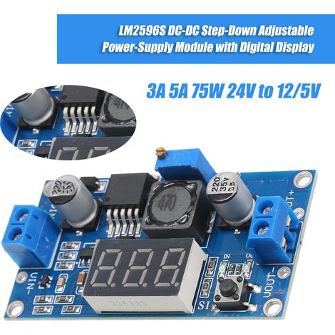 Module d'alimentation abaisseur CC-CC réglable LM2596S, régulateur de tension LM2596 avec affichage numérique, 3 A/5 A, 75 W, 24 V vers 12/5 V (1/5)